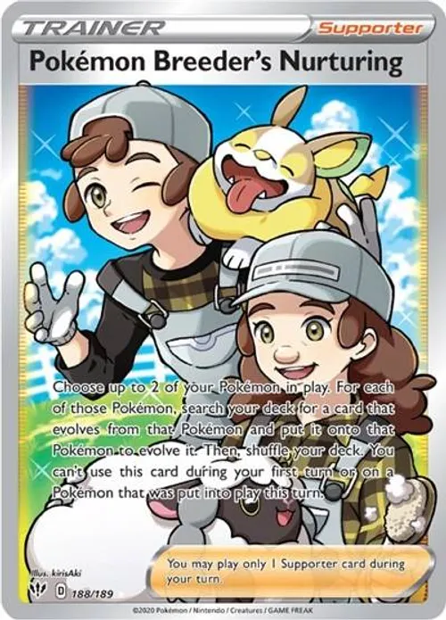 Pokemon Breeder's Nurturing (Full Art) #188/189 Ultra Rare — SWSH03: Darkness Ablaze