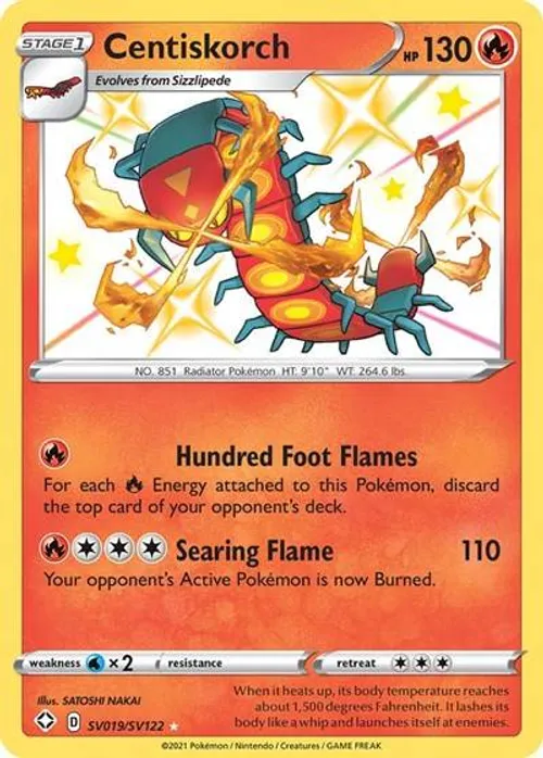 Centiskorch #SV019/SV122 Shiny Holo Rare — Sword & Shield—Shining Fates