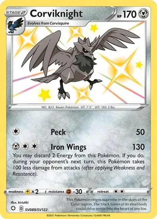 Corviknight #SV089/SV122 Shiny Holo Rare — Sword & Shield—Shining Fates