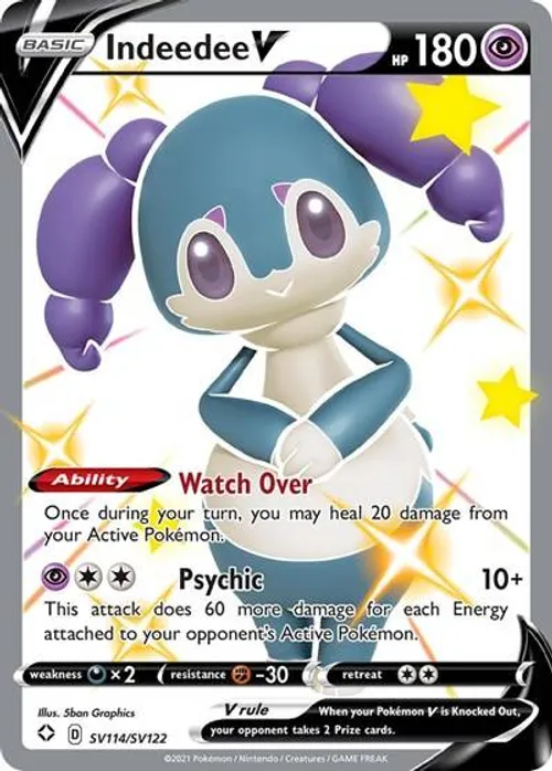Indeedee V #SV114/SV122 Shiny Holo Rare — Shining Fates: Shiny Vault