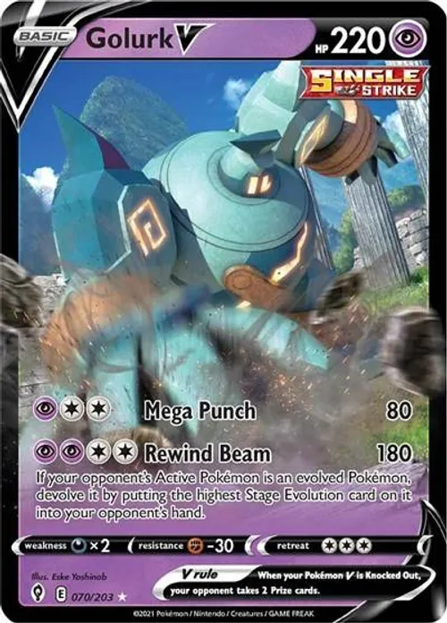 Golurk V #070/203 Ultra Rare — Sword & Shield—Evolving Skies