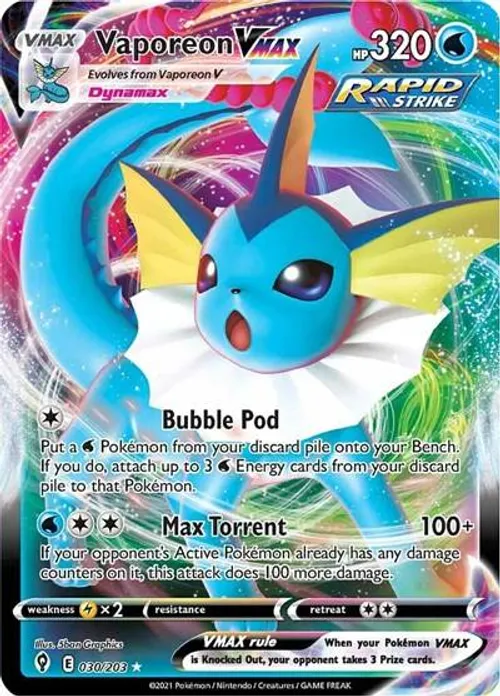 Vaporeon VMAX #030/203 Ultra Rare — Sword & Shield—Evolving Skies