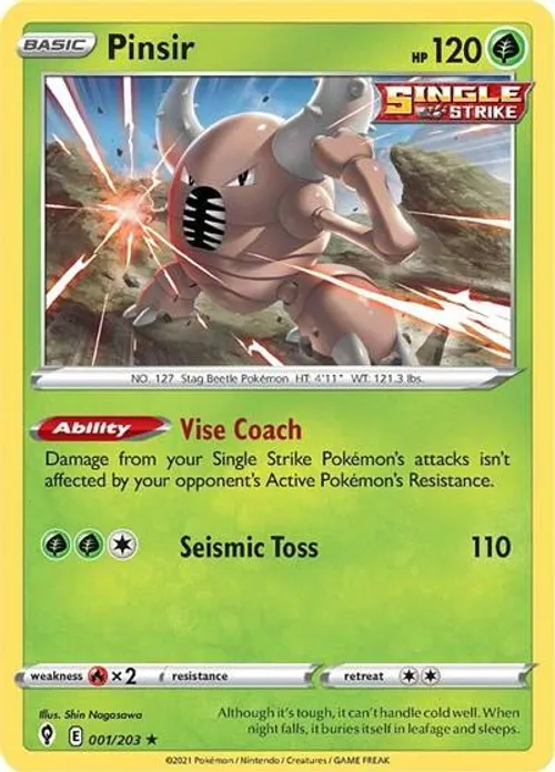 Pinsir #001/203 Rare — Sword & Shield—Evolving Skies