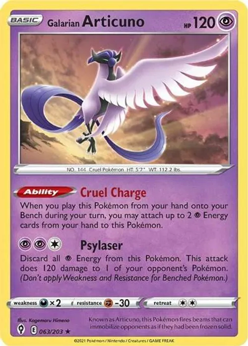 Galarian Articuno #063/203 Holo Rare — Sword & Shield—Evolving Skies