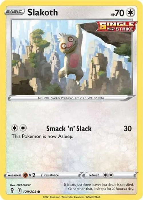 Slakoth #129/203 Common — Sword & Shield—Evolving Skies