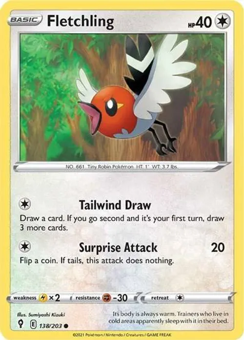 Fletchling #138/203 Common — Sword & Shield—Evolving Skies
