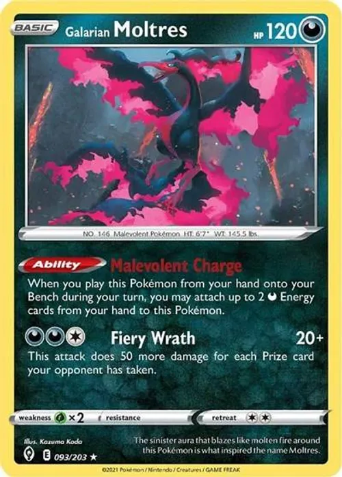 Galarian Moltres #093/203 Holo Rare — Sword & Shield—Evolving Skies
