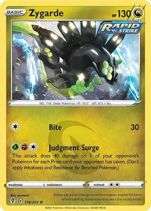 Zygarde #118/203 Holo Rare — Sword & Shield—Evolving Skies