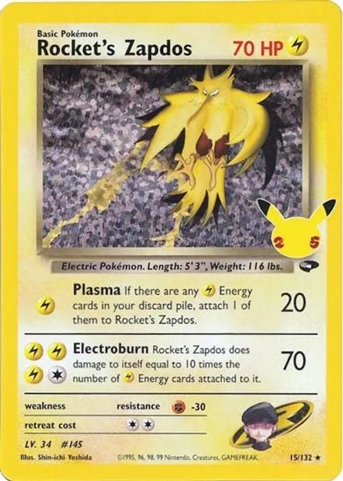 Rocket's Zapdos #15/132 Classic Collection — Celebrations: Classic Collection