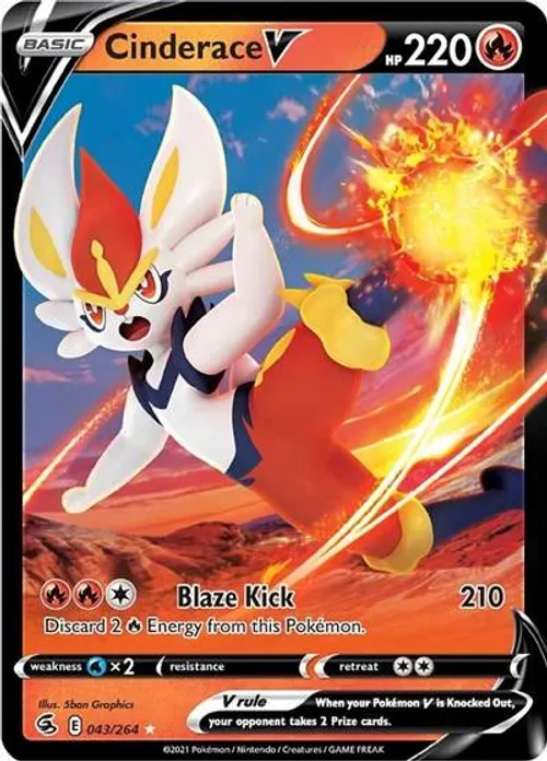 Cinderace V #043/264 Ultra Rare — Sword & Shield—Fusion Strike
