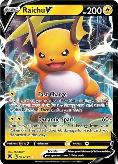 Raichu V #045/172 Ultra Rare — Sword & Shield—Brilliant Stars