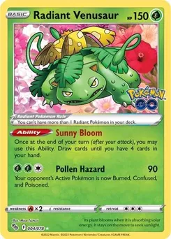 Radiant Venusaur #004/078 Radiant Rare — Sword & Shield—Pokémon GO