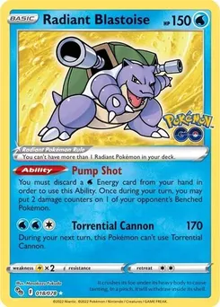 Radiant Blastoise #018/078 Radiant Rare — Sword & Shield—Pokémon GO