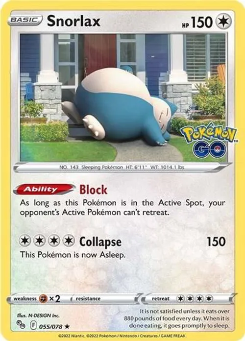 Snorlax #055/078 Holo Rare — Sword & Shield—Pokémon GO