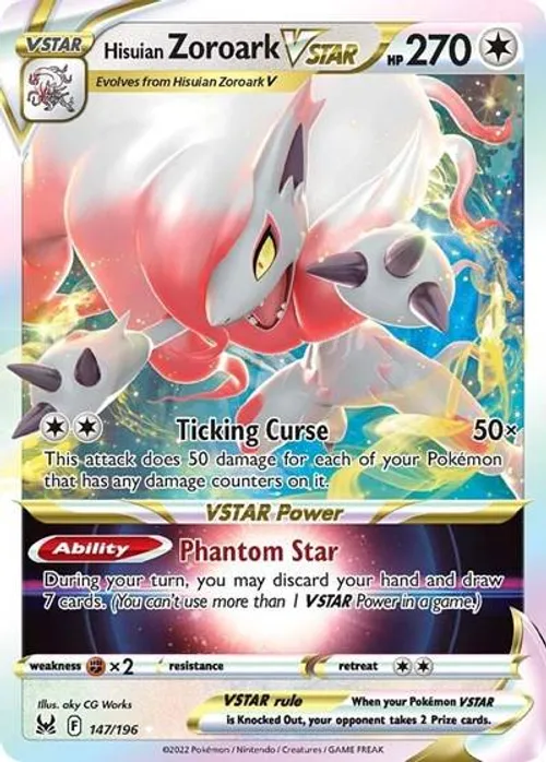 Hisuian Zoroark VSTAR #147/196 Ultra Rare — Sword & Shield—Lost Origin