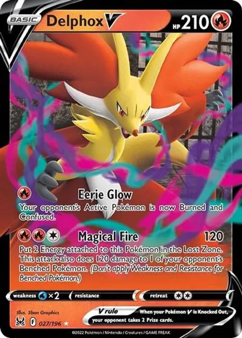 Delphox V #027/196 Ultra Rare — Sword & Shield—Lost Origin