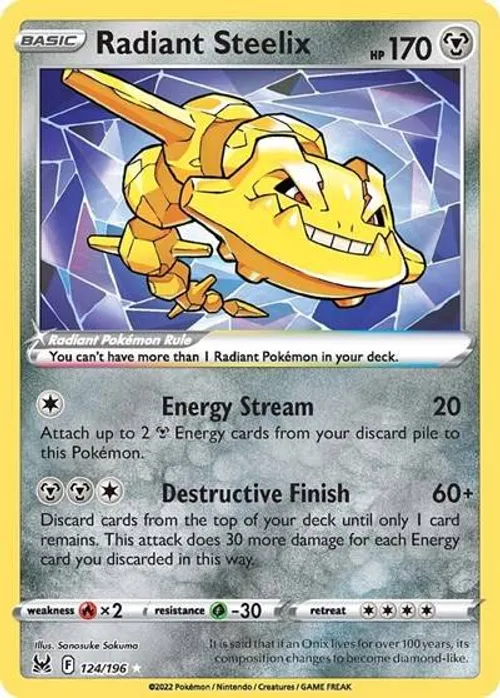 Radiant Steelix #124/196 Radiant Rare — Sword & Shield—Lost Origin