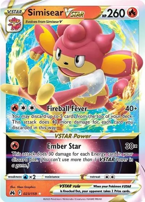 Simisear VSTAR #023/159 Ultra Rare — SWSH: Crown Zenith