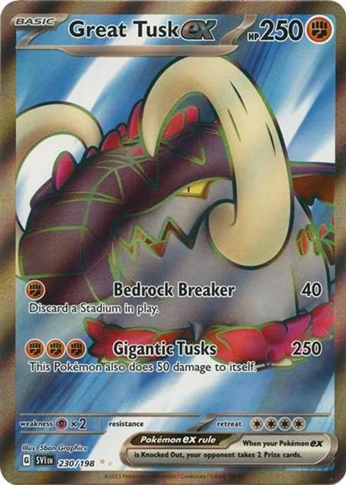 Great Tusk ex #230/198 Ultra Rare — Scarlet & Violet
