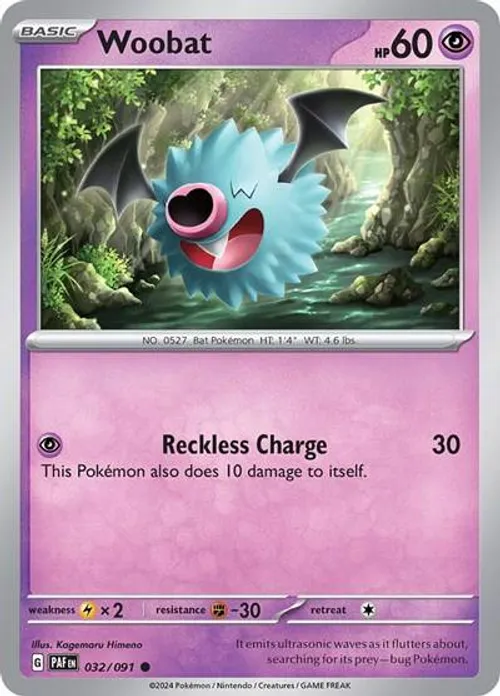 Woobat #032/091 Common — Scarlet & Violet—Paldean Fates