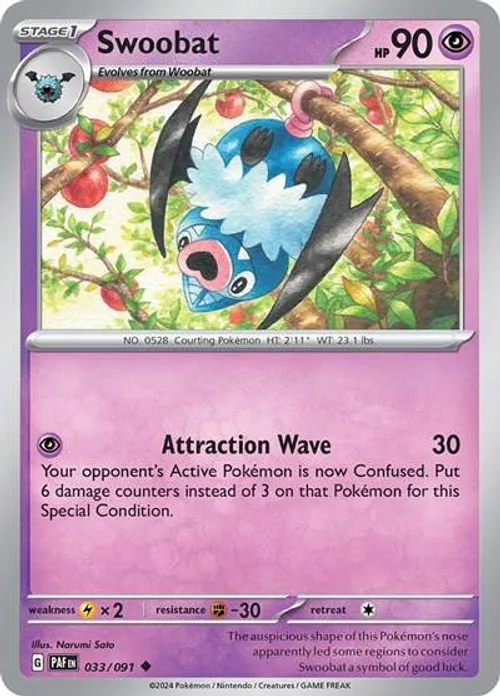 Swoobat #033/091 Uncommon — Scarlet & Violet—Paldean Fates