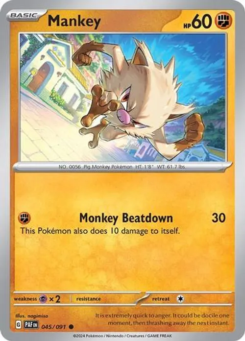 Mankey #045/091 Common — Scarlet & Violet—Paldean Fates