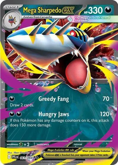 Mega Sharpedo ex #061/094 Double Rare — Mega Evolution—Phantasmal Flames