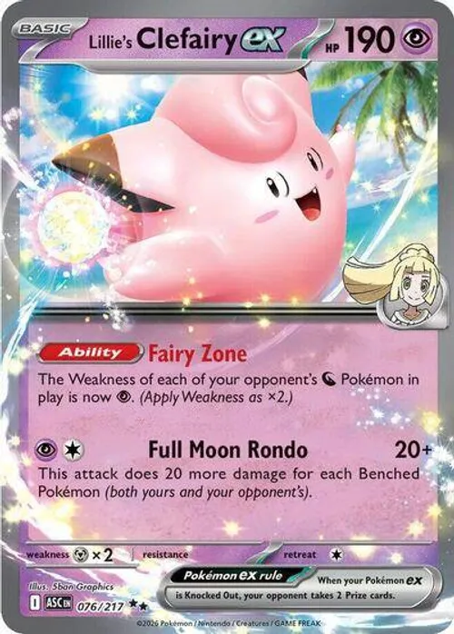 Lillie's Clefairy ex #076/217 Double Rare — Mega Evolution—Ascended Heroes