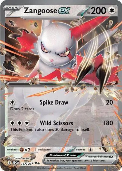 Zangoose ex #167/217 Double Rare — Mega Evolution—Ascended Heroes