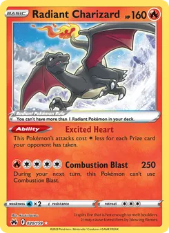 Radiant Charizard #020/159 Radiant Rare — Sword & Shield—Crown Zenith