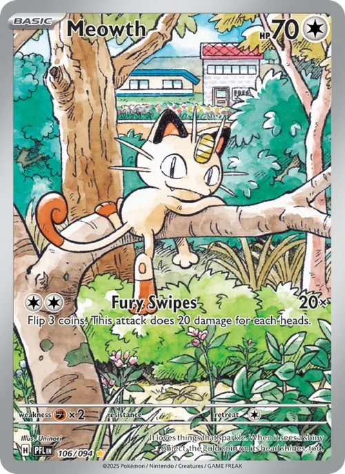 Meowth #106/094 Illustration Rare — Mega Evolution—Phantasmal Flames