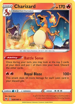 Charizard #025/185 Rare — Sword & Shield—Vivid Voltage