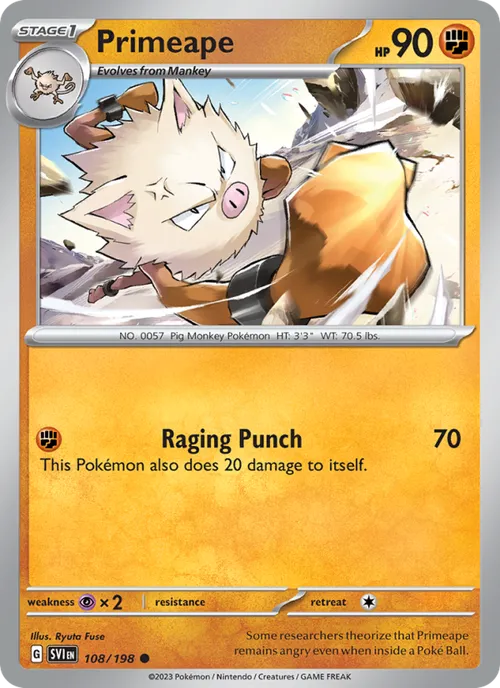 Primeape #108/198 Common — Scarlet & Violet