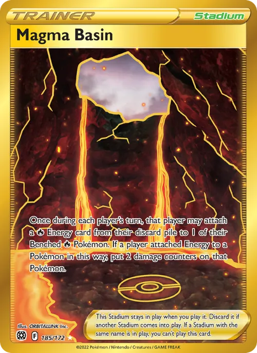 Magma Basin (Secret) #185/172 Secret Rare — Sword & Shield—Brilliant Stars
