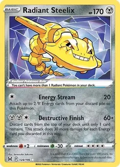 Radiant Steelix #124/196 Radiant Rare — Sword & Shield—Lost Origin