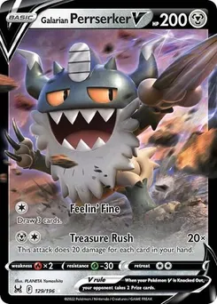 Galarian Perrserker V #129/196 Ultra Rare — Sword & Shield—Lost Origin