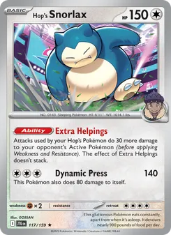 Hop's Snorlax #117/159 Rare — Scarlet & Violet—Journey Together