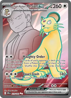 Team Rocket's Persian ex #219/182 Ultra Rare — Scarlet & Violet—Destined Rivals